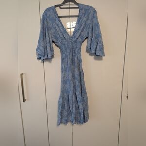 Blue Paisley Summer Midi Dress